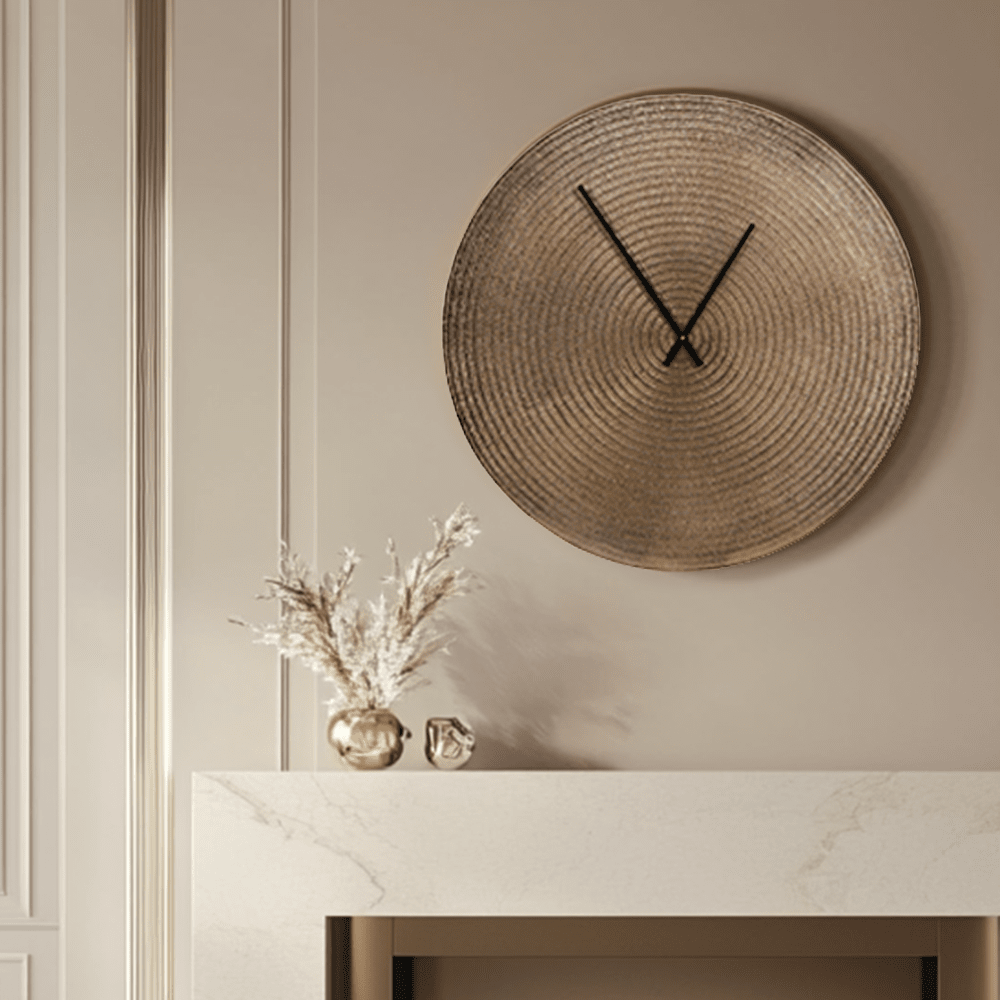 Adelaide Large Textured Champagne Gold Wall Clock