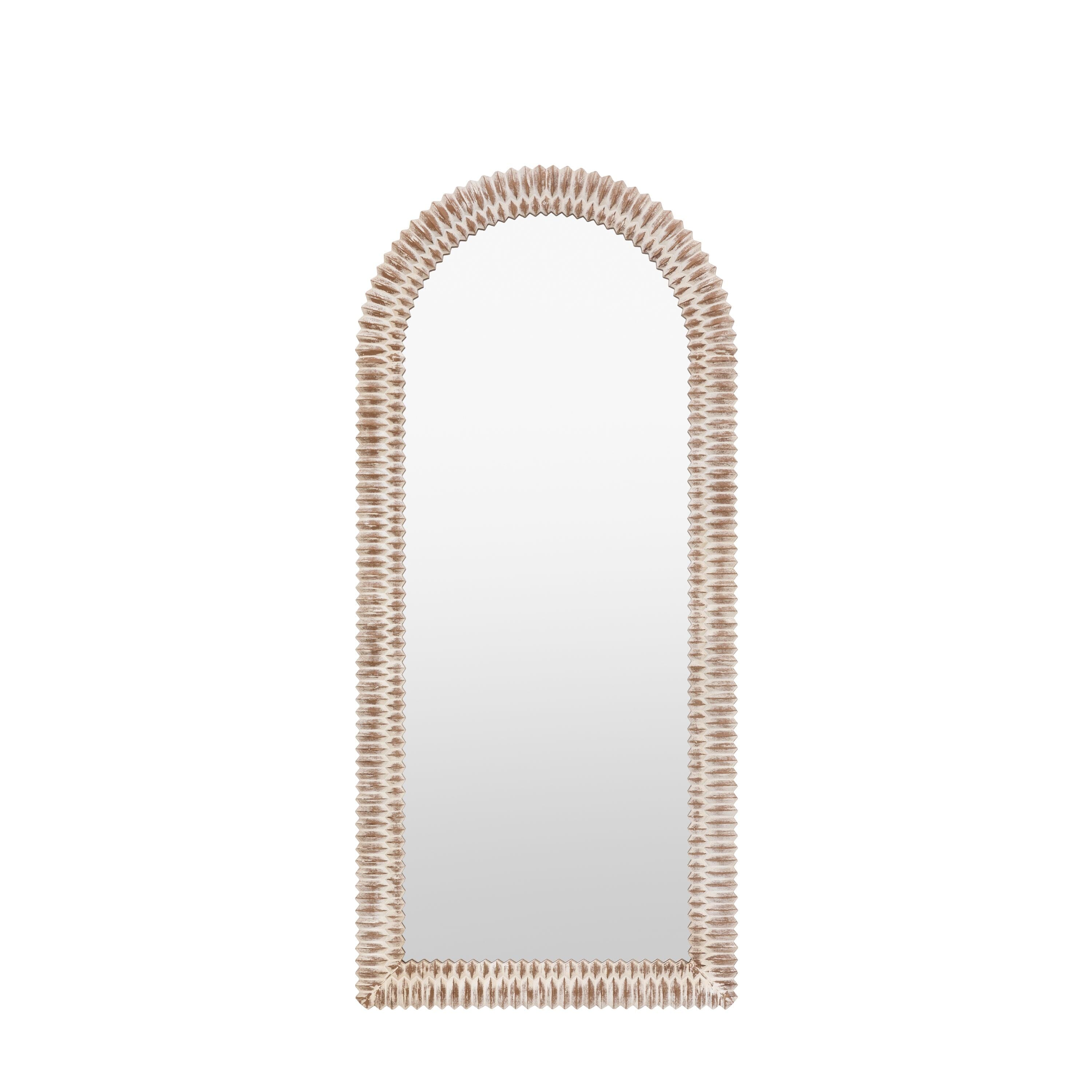 Agara Arched Leaner White Wash Distressed Textured Mirror