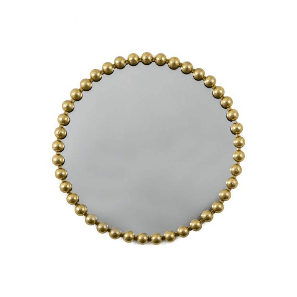 Allure Gold Round Beaded Wall Mirror