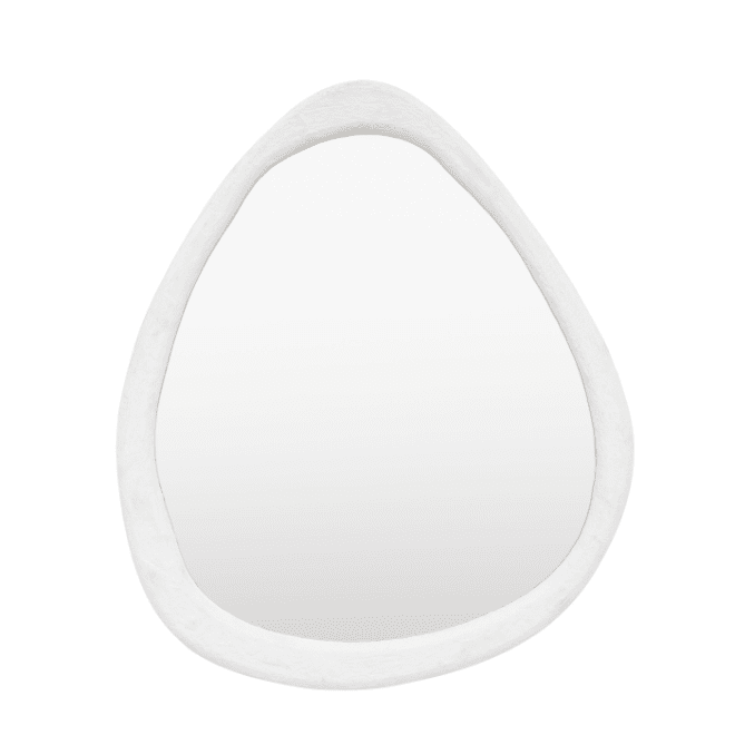 Amina White Concrete Effect Abstract Pebble Mirror