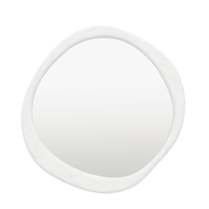 Amina White Concrete Effect Rounded Pebble Mirror