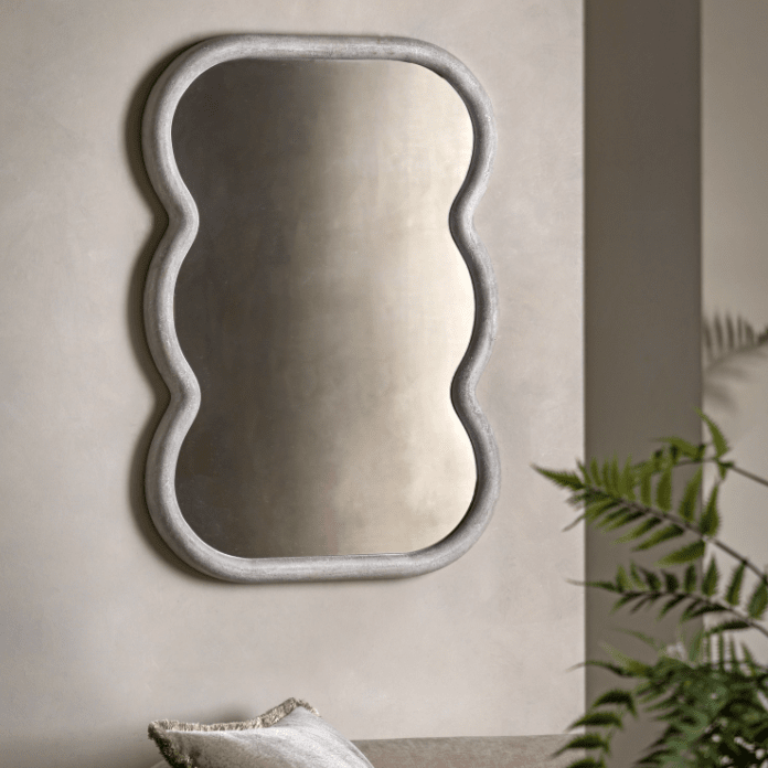 Amina White Concrete Effect Wave Effect Mirror