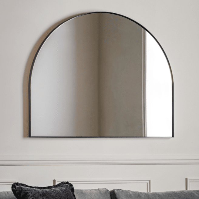 Arian Black Large Overmantle Arched Mirror