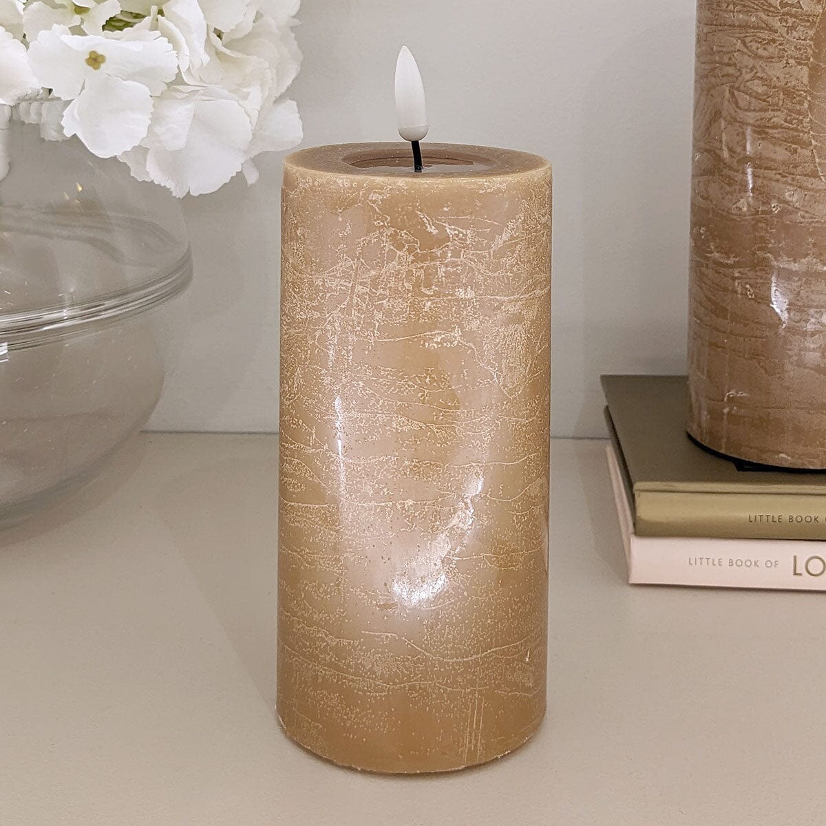 Caramel Realistic LED Candle - 15cm