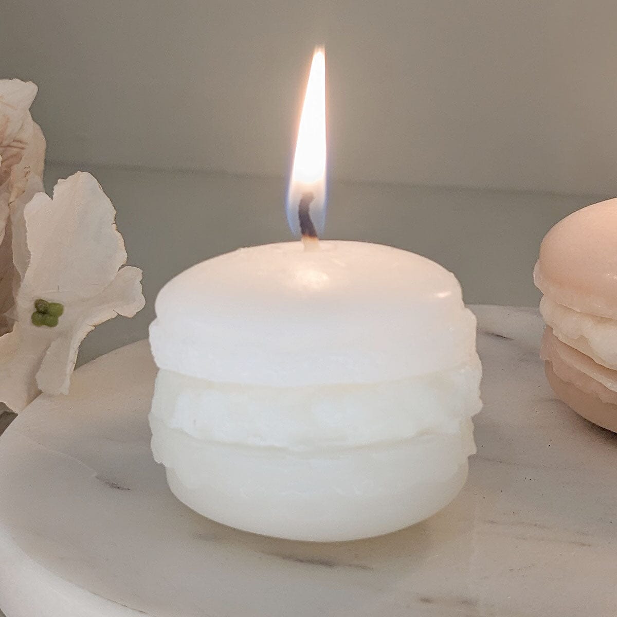 Cream Mini Macaron Decorative Candle