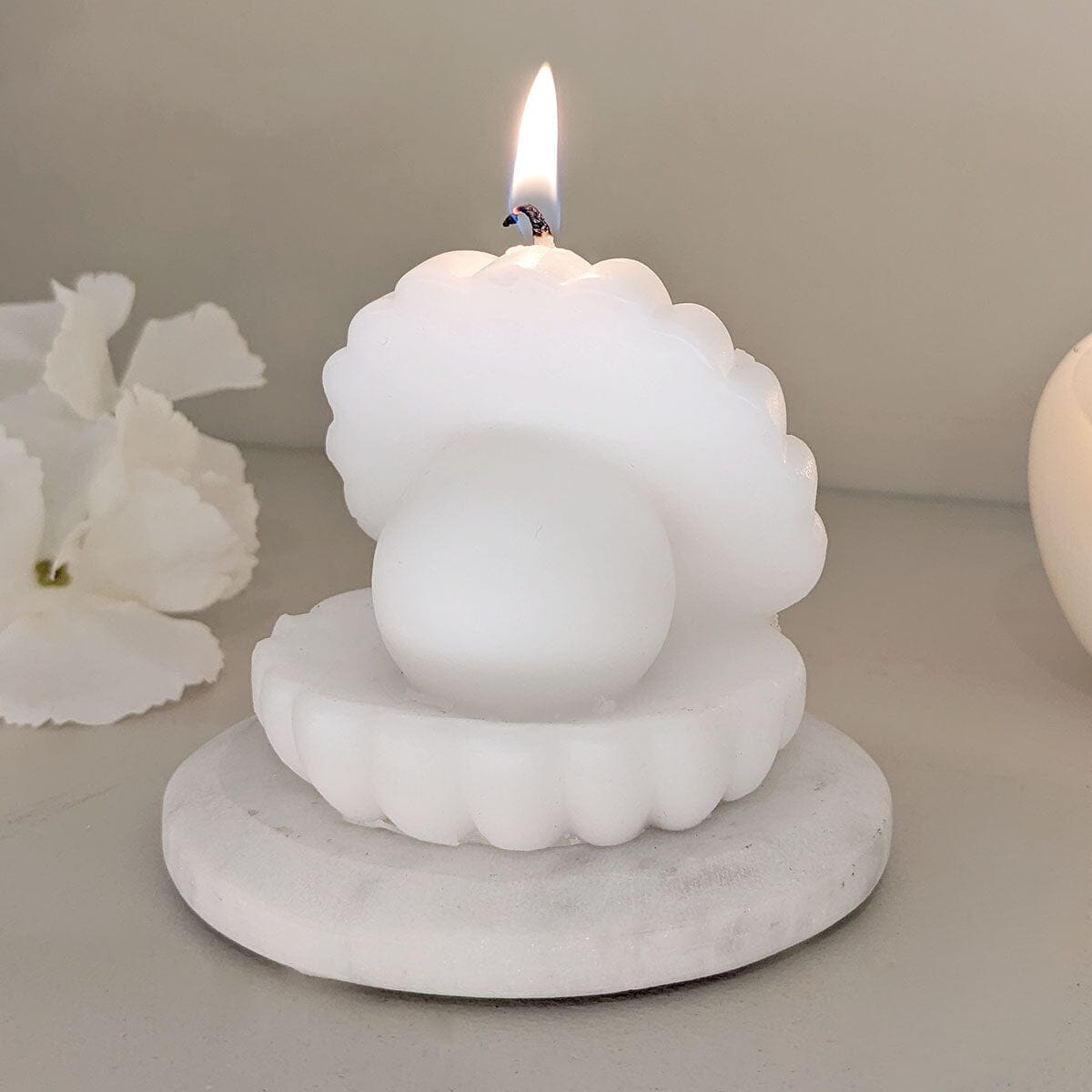 Cream Mini Oyster Shell Decorative Candle