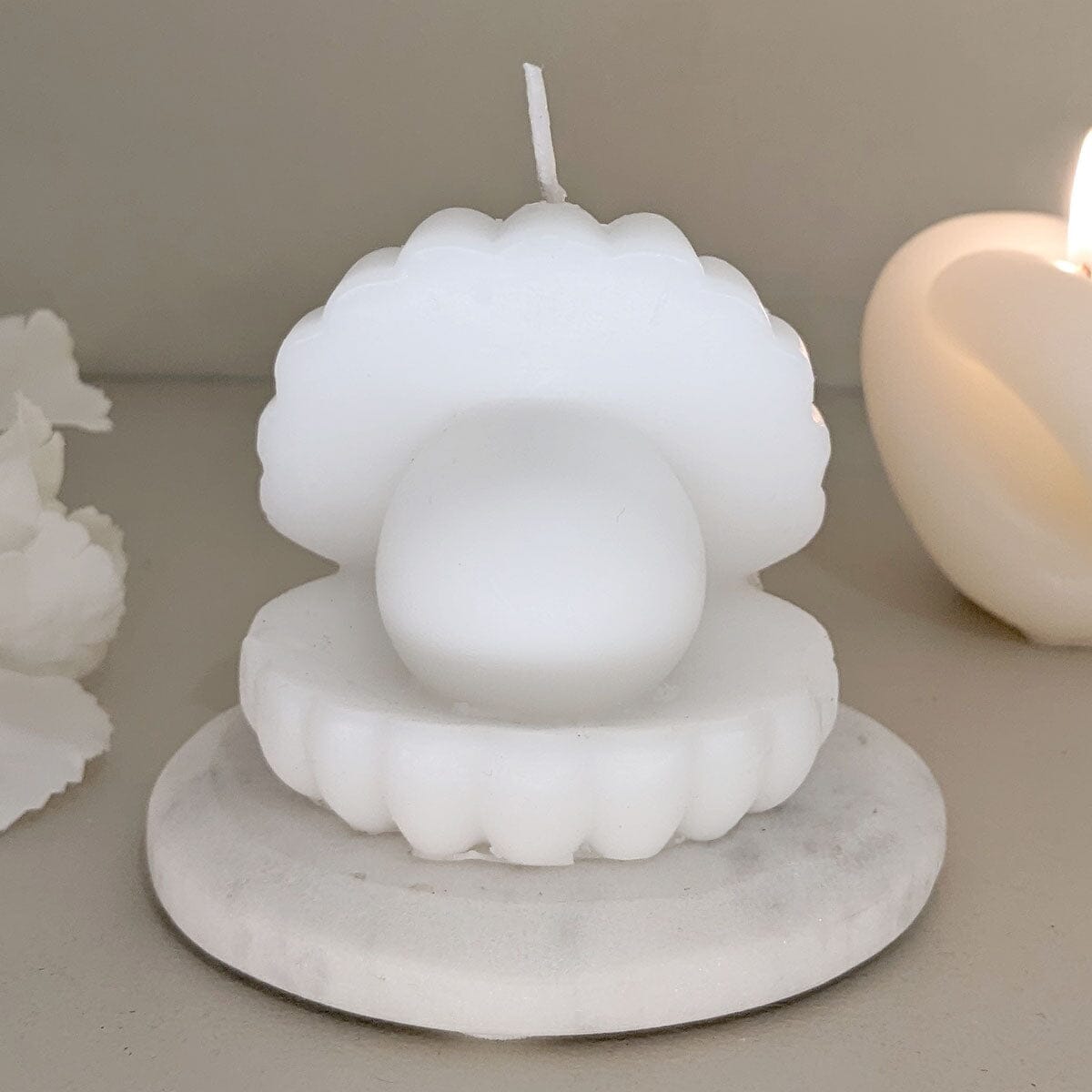 Cream Mini Oyster Shell Decorative Candle