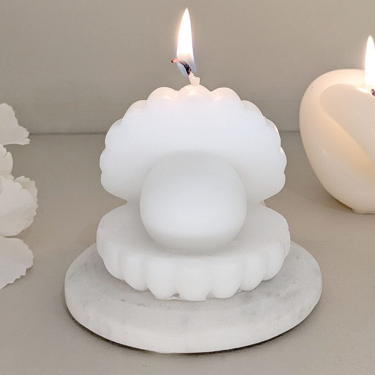 Cream Mini Oyster Shell Decorative Candle