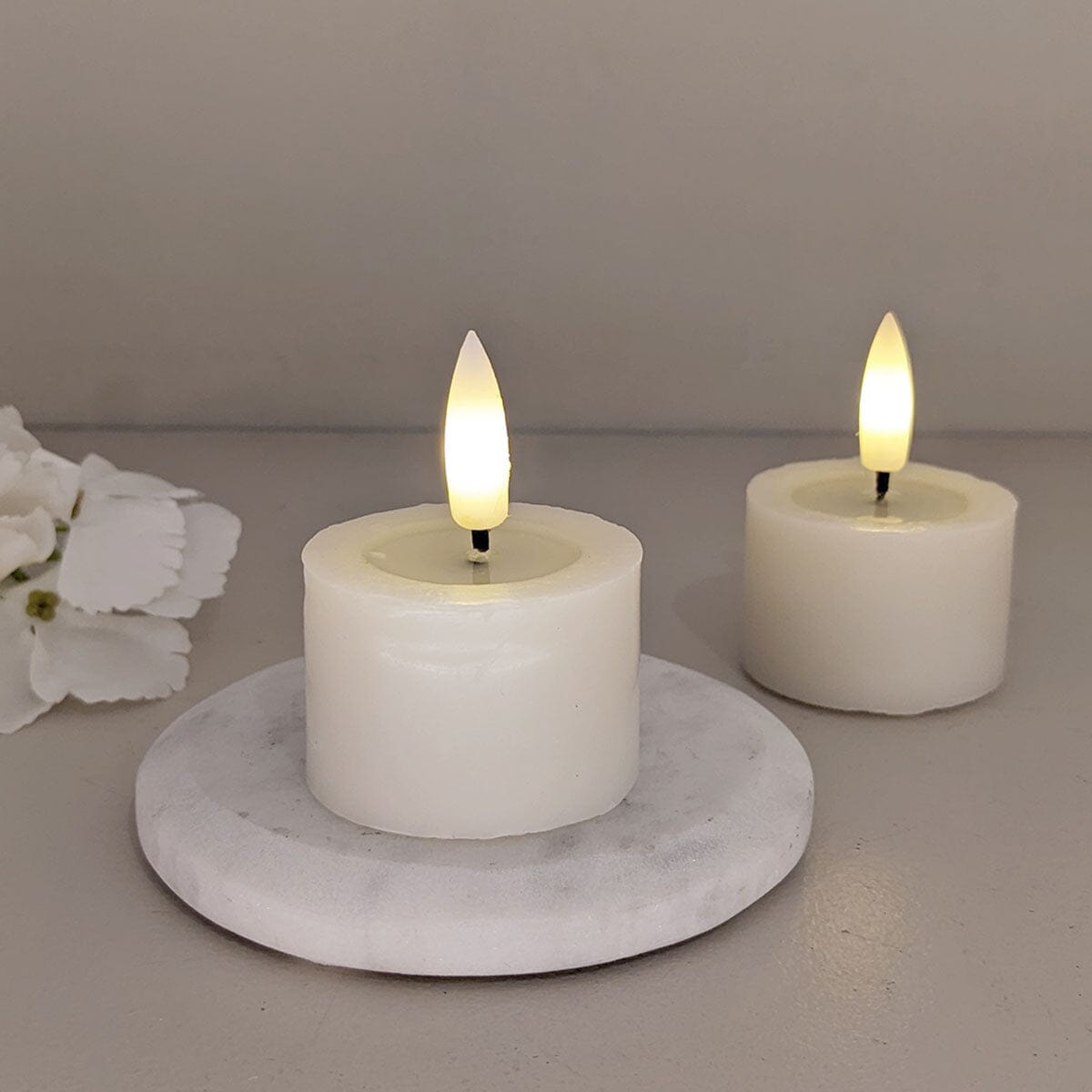 Cream Realistic LED Tealights - Set of 2