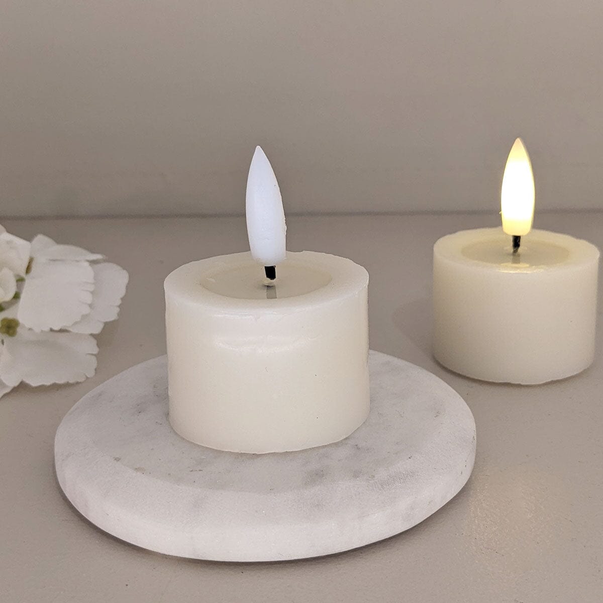 Cream Realistic LED Tealights - Set of 2