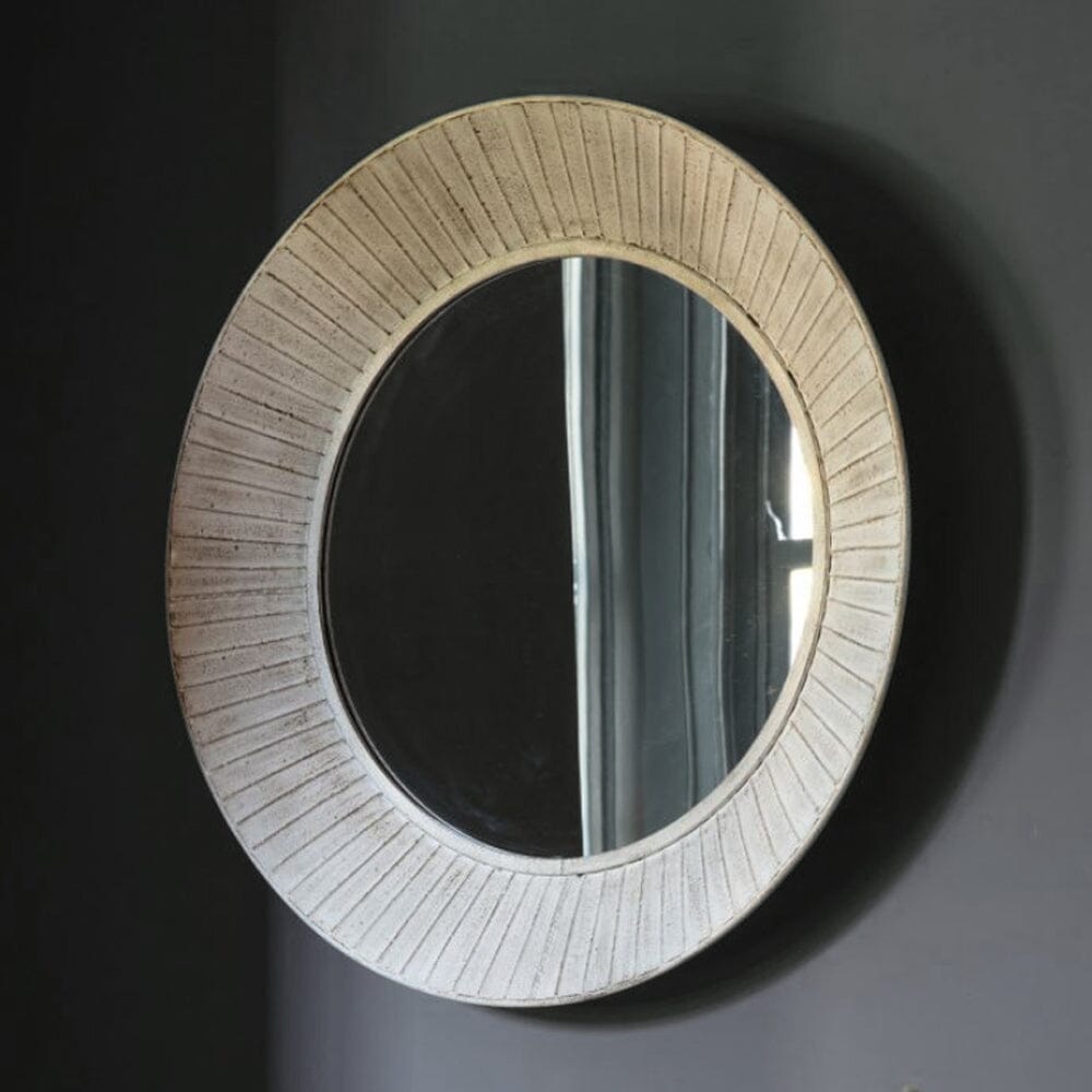 Dawes Cream Distressed Circular Wall Mirror