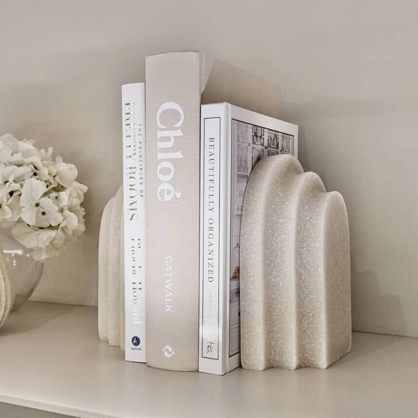 Delaney White Marble Effect Set of 2 Bookends