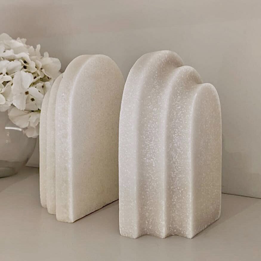 Delaney White Marble Effect Set of 2 Bookends