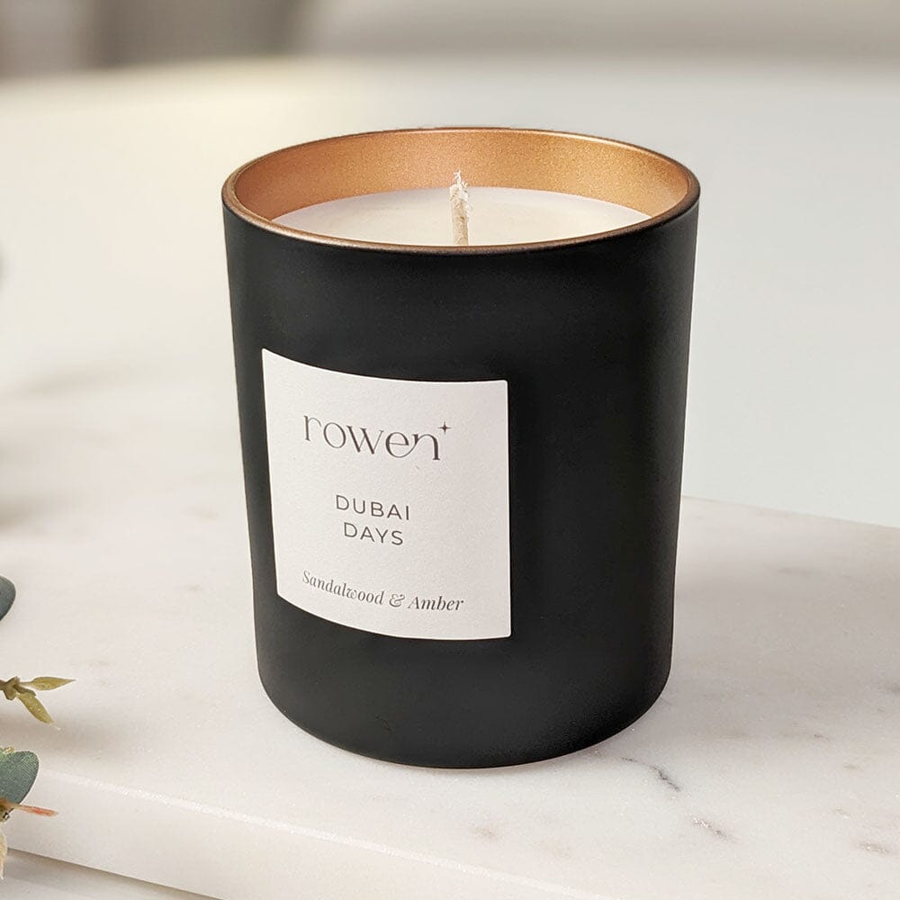 Dubai Days Black & Rose Gold Scented Candle - Sandalwood & Amber