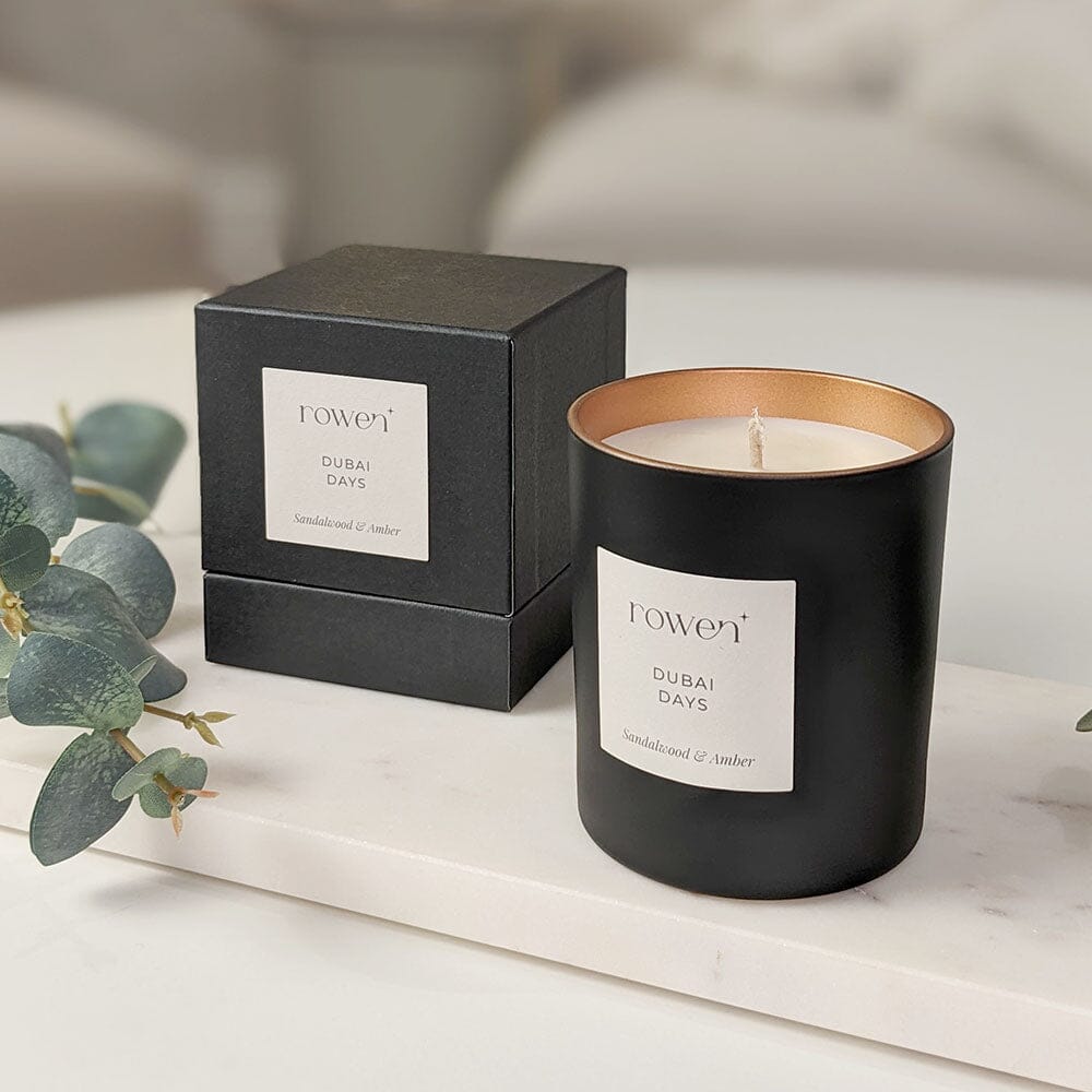 Dubai Days Black & Rose Gold Scented Candle - Sandalwood & Amber