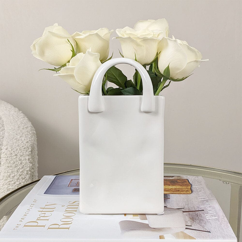 Elise White Handbag Decorative Vase