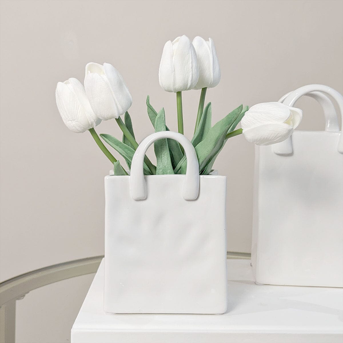 Elise Mini White Handbag Decorative Vase