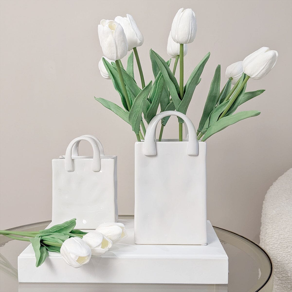 Elise White Handbag Decorative Vase