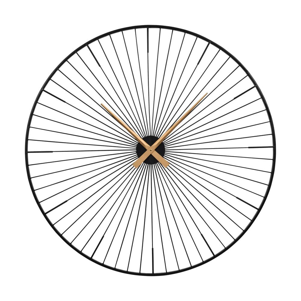 Fern Black & Gold Metal Wall Clock