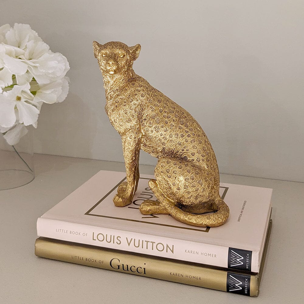 Gold Sitting Leopard Decorative Ornament