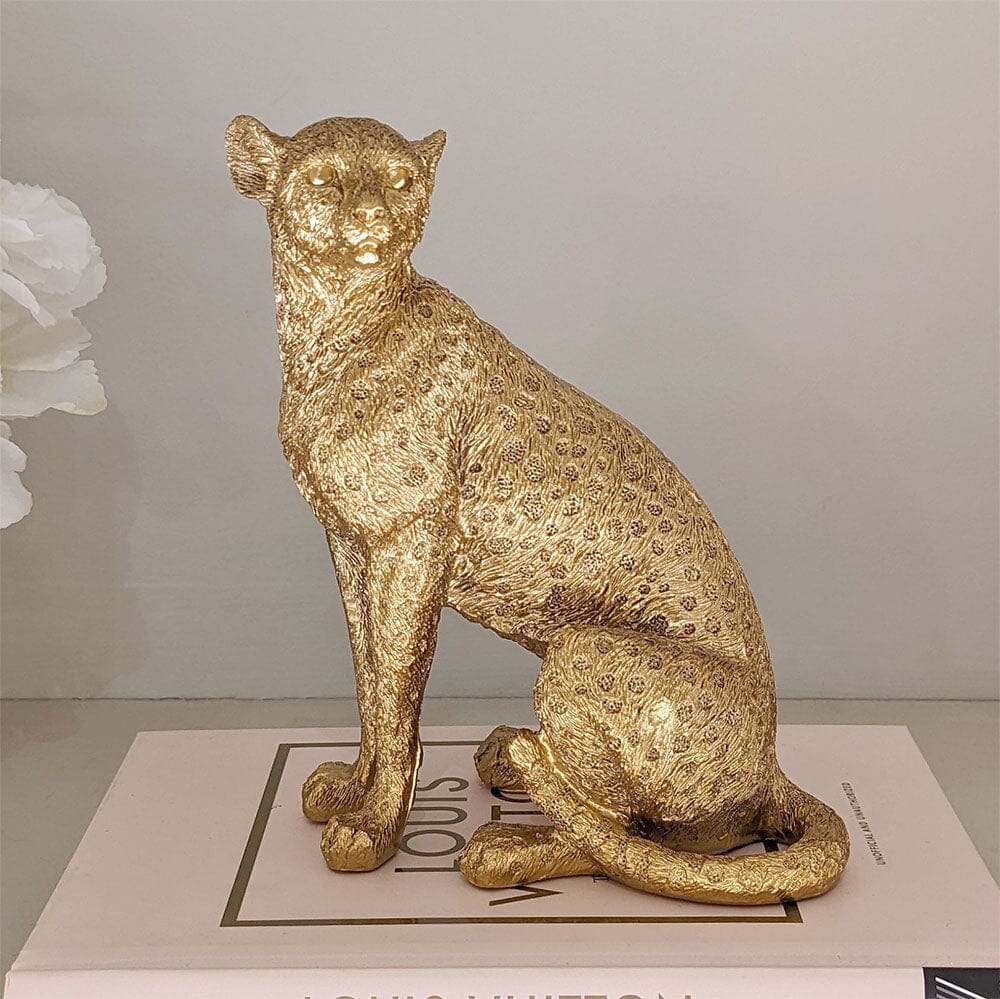 Gold Sitting Leopard Decorative Ornament