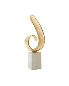 Gold XL Curl Sculpture on Marble Base