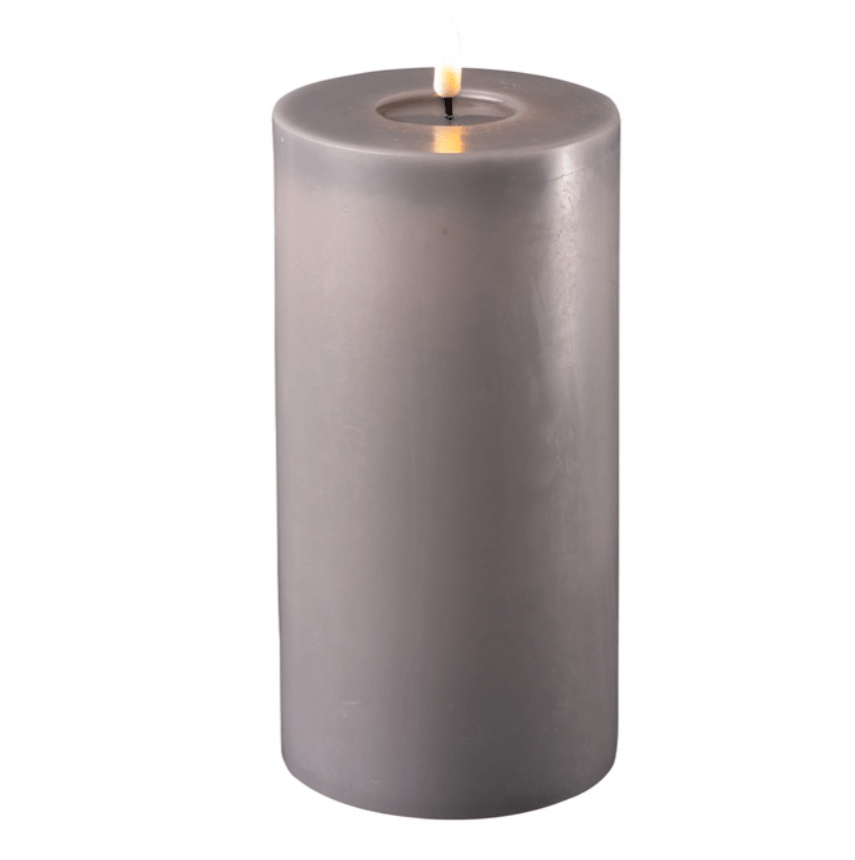 Grey Realistic Faux LED Candle - 20cm