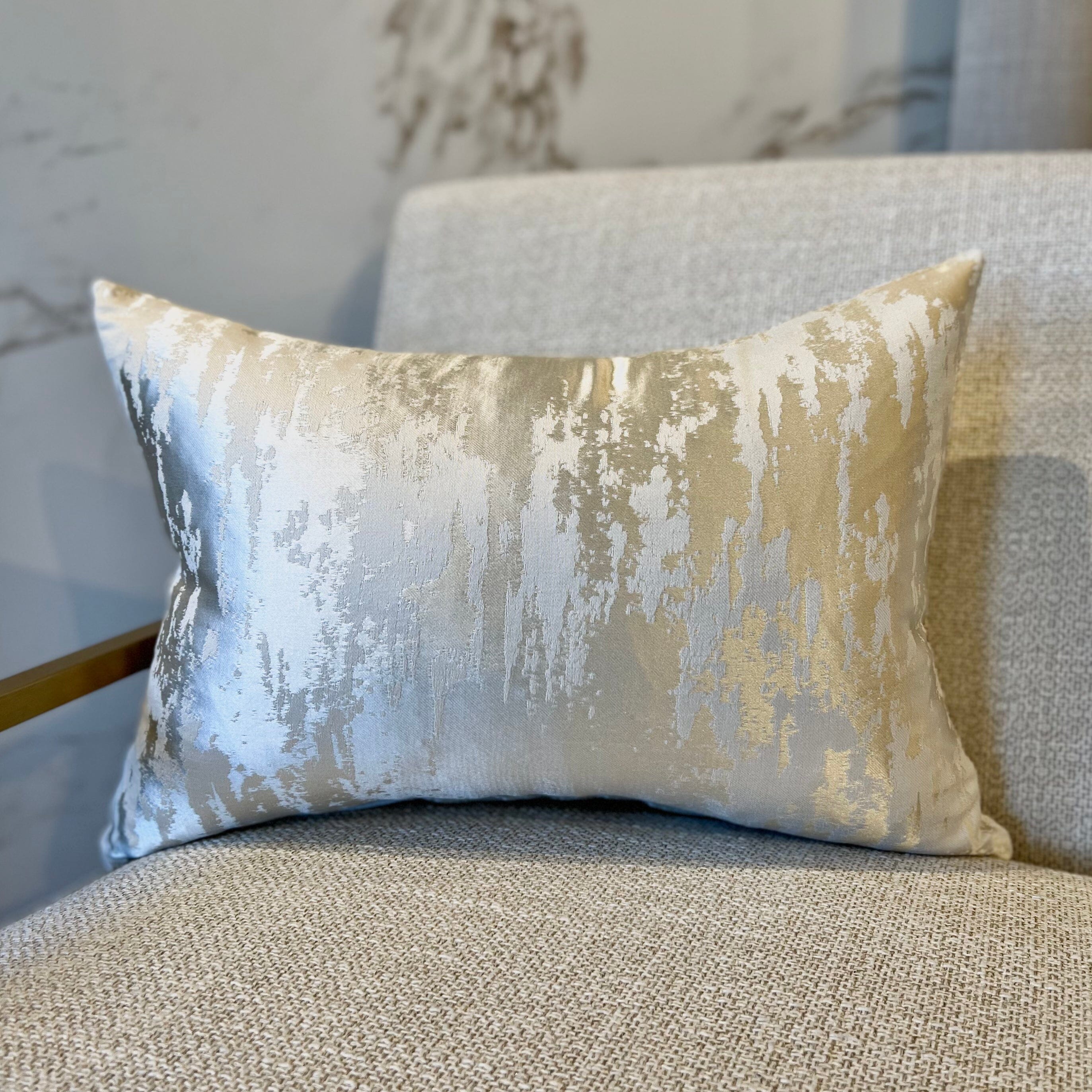 Hailes Oyster Satin Marble Effect Cushion - 35cm x 50cm