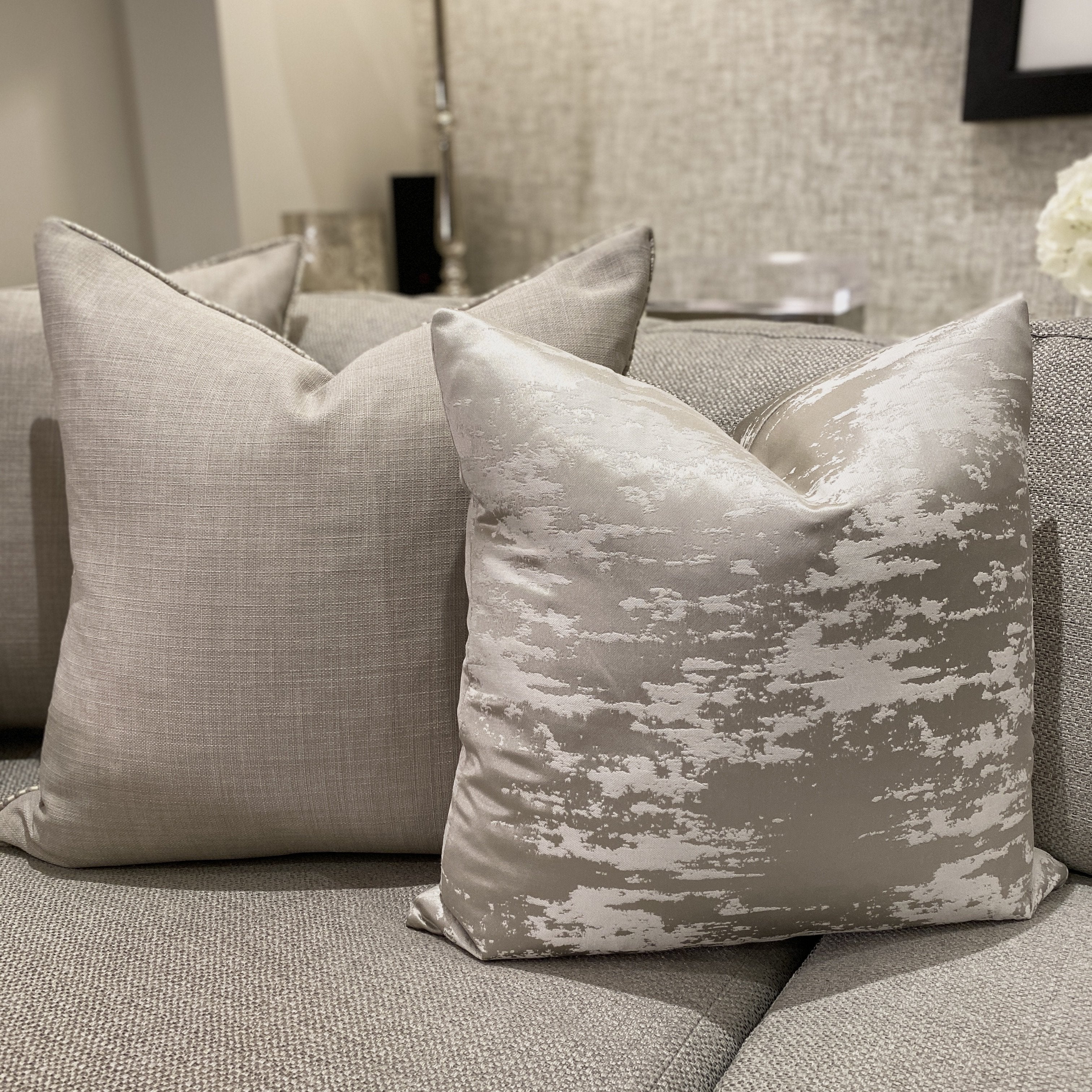 Hailes Platinum Marble Effect Cushion - 50 x 50cm