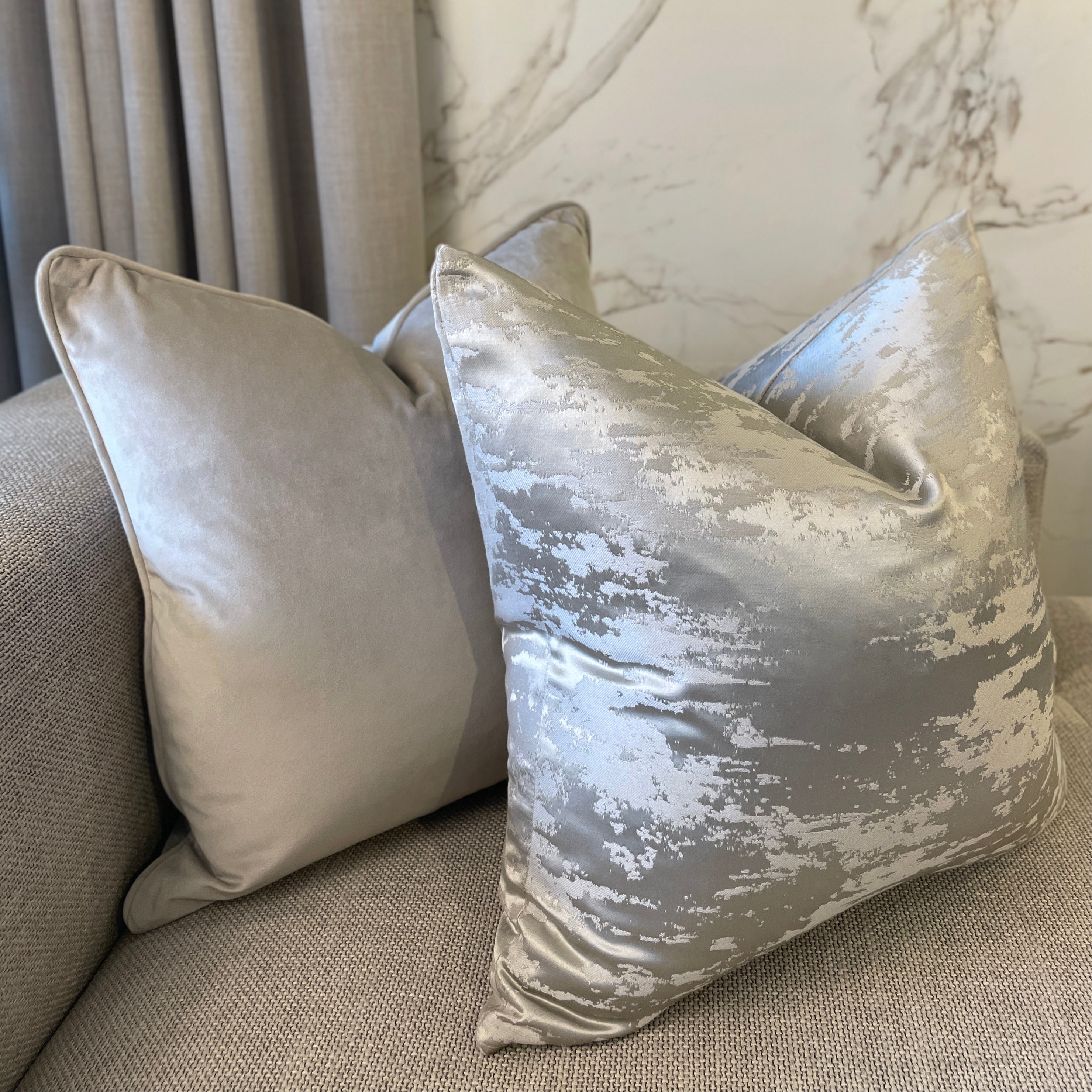 Hailes Platinum Marble Effect Cushion - 50 x 50cm