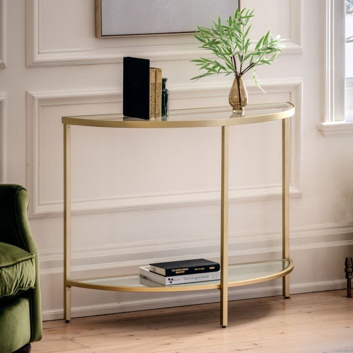 Hamilton Champagne Metal Console Table