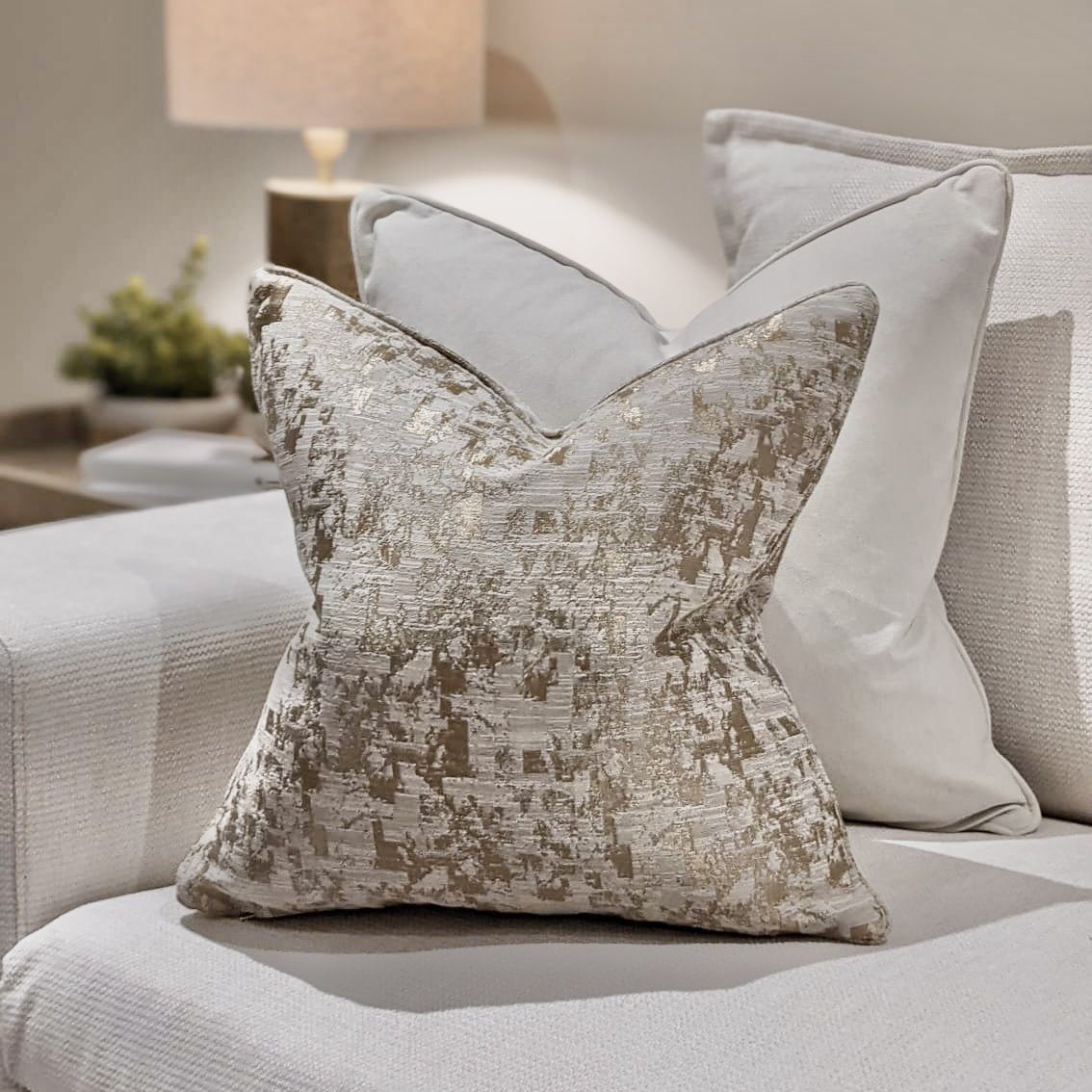 Hornsby Antique Gold Distressed Effect Cushion - 43 x 43cm