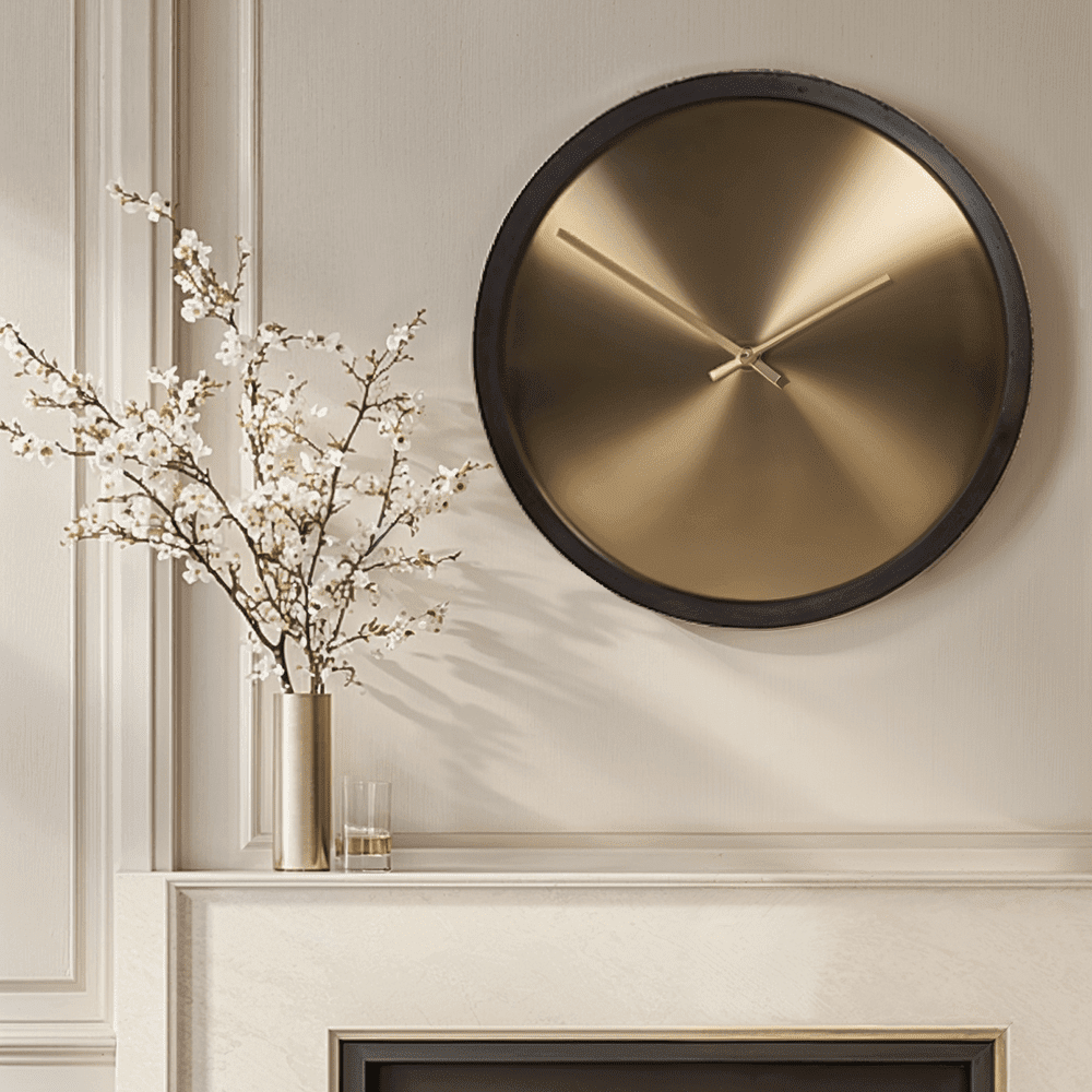 In Stock - Laylani Brass & Black Large Wall Clock