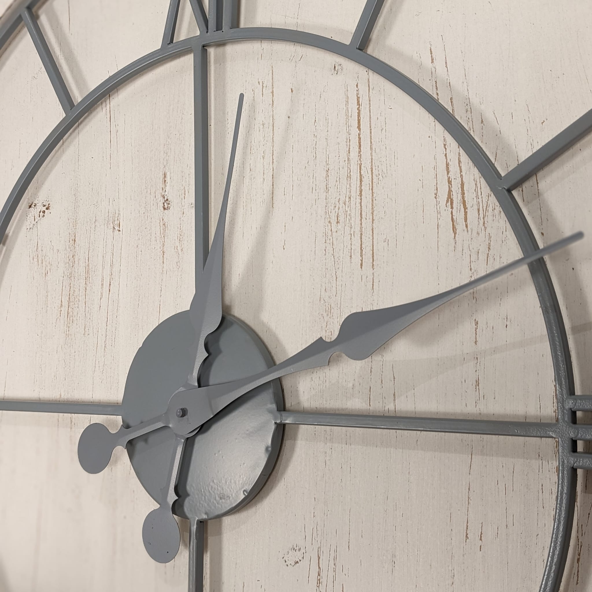 In Stock - Porter Distressed White Wash Round Wall Clock