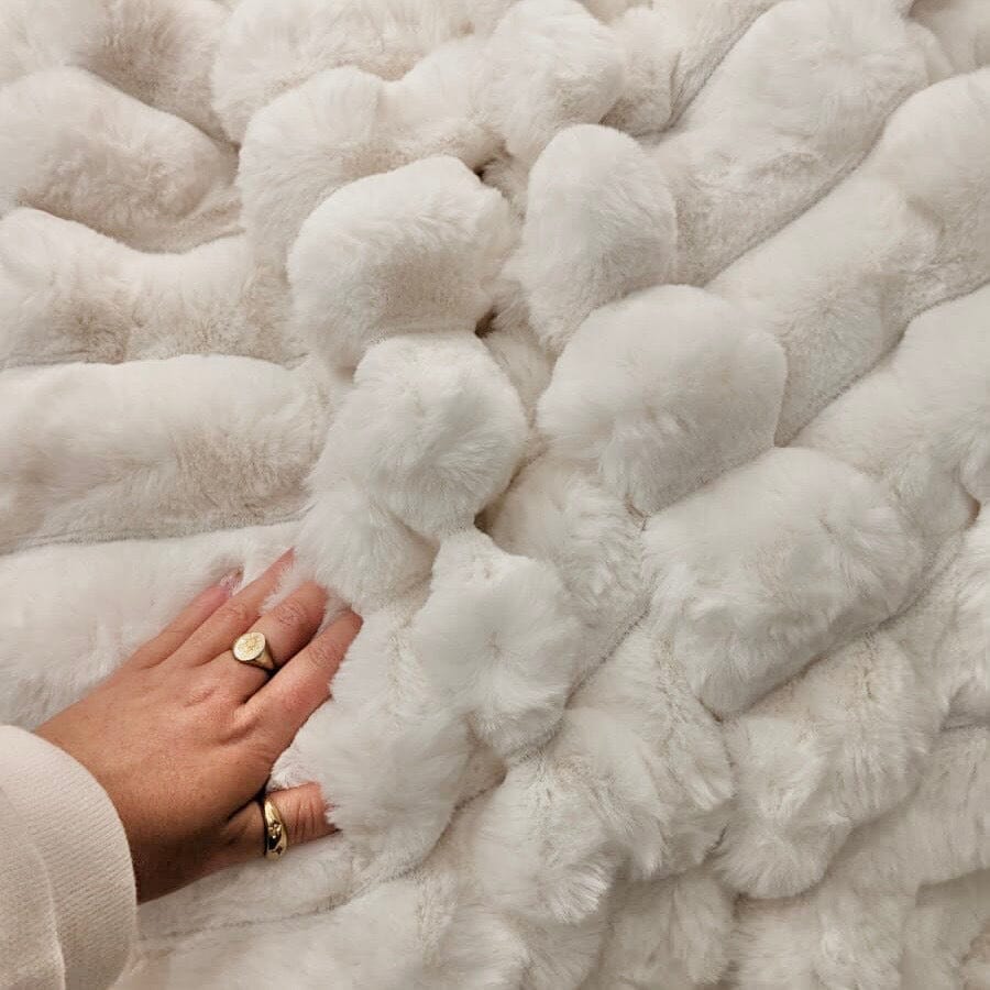 Isla Cream Chunky Ribbed Faux Fur Throw