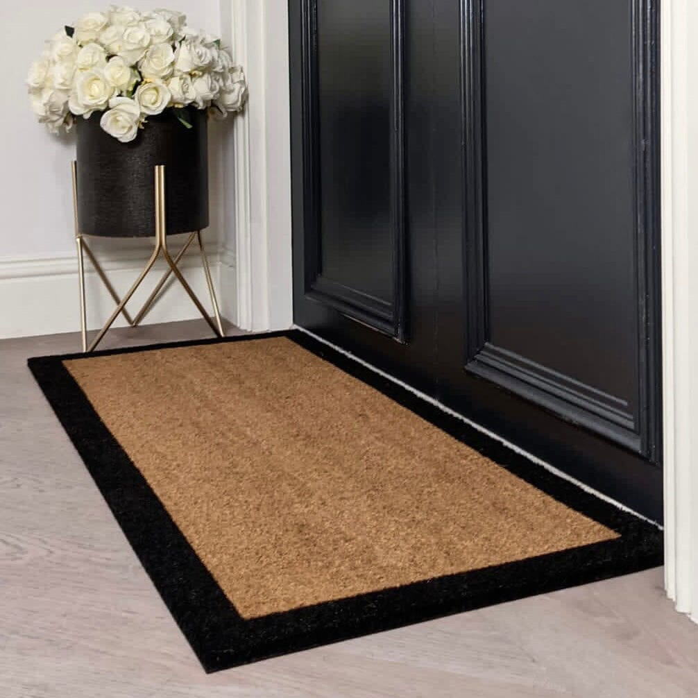 Kyla Black Border Natural Large Doormat