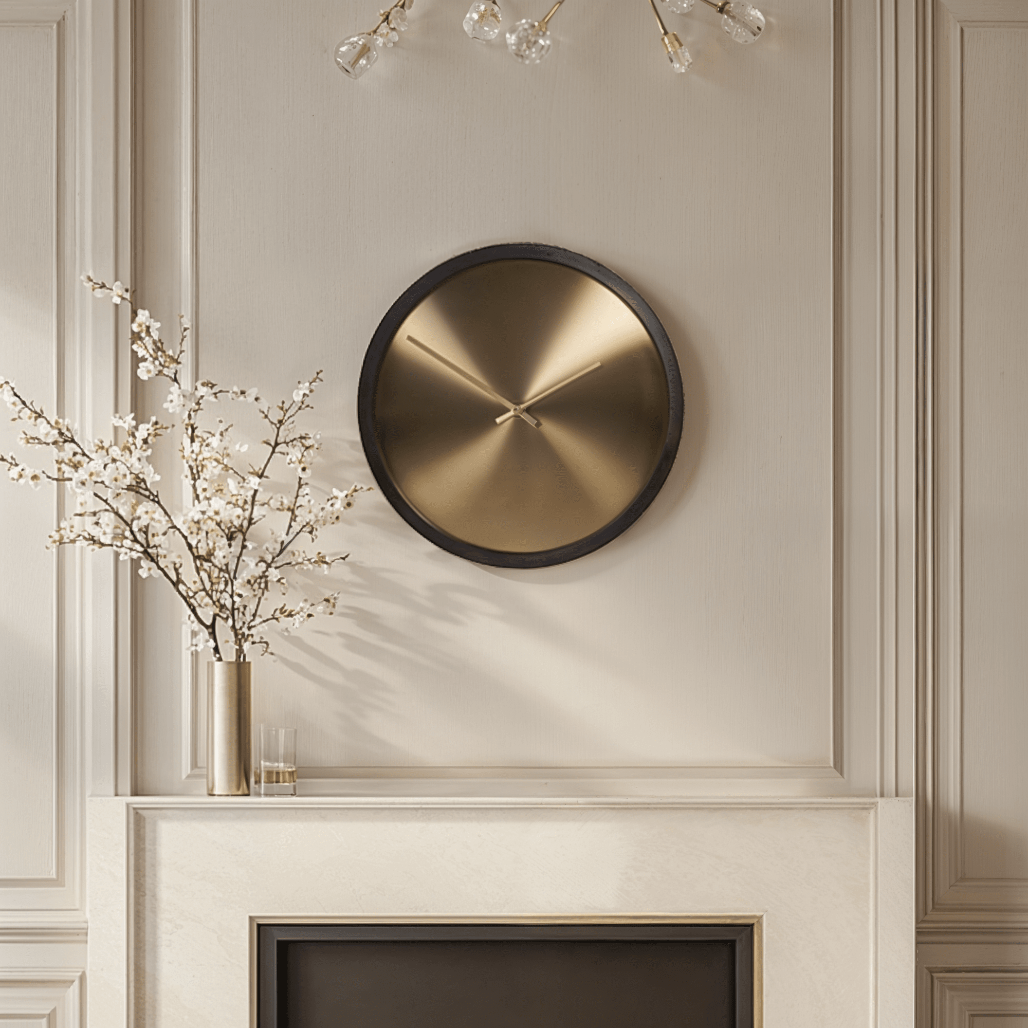 Laylani Brass & Black Medium Wall Clock