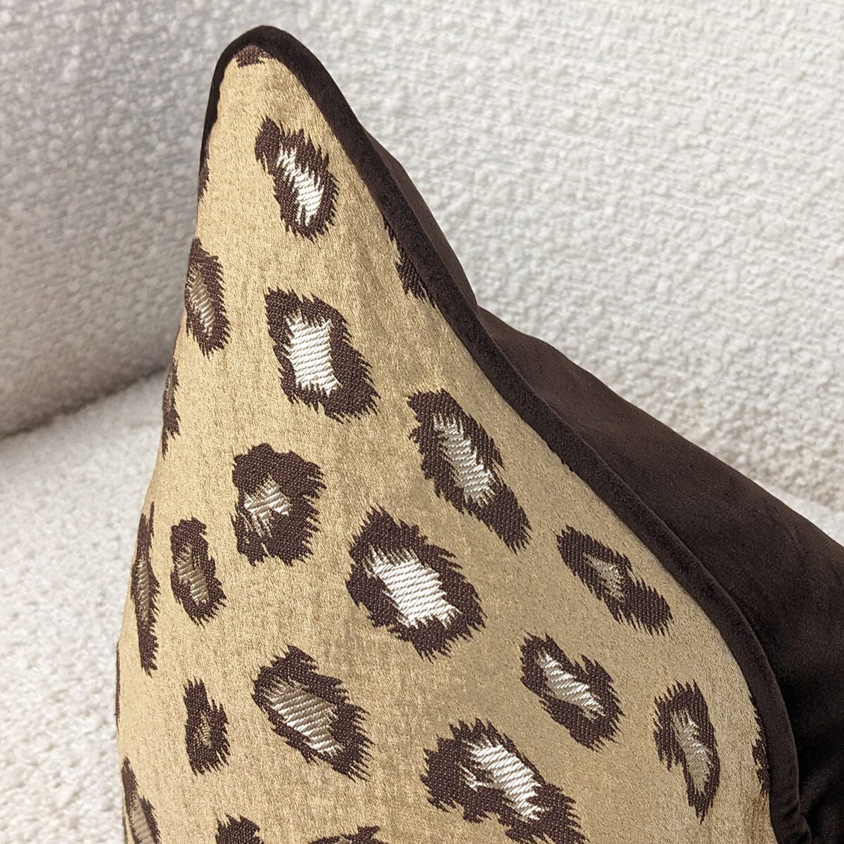 Leopard Print Gold Jacquard Bolster Cushion - 30 x 50cm