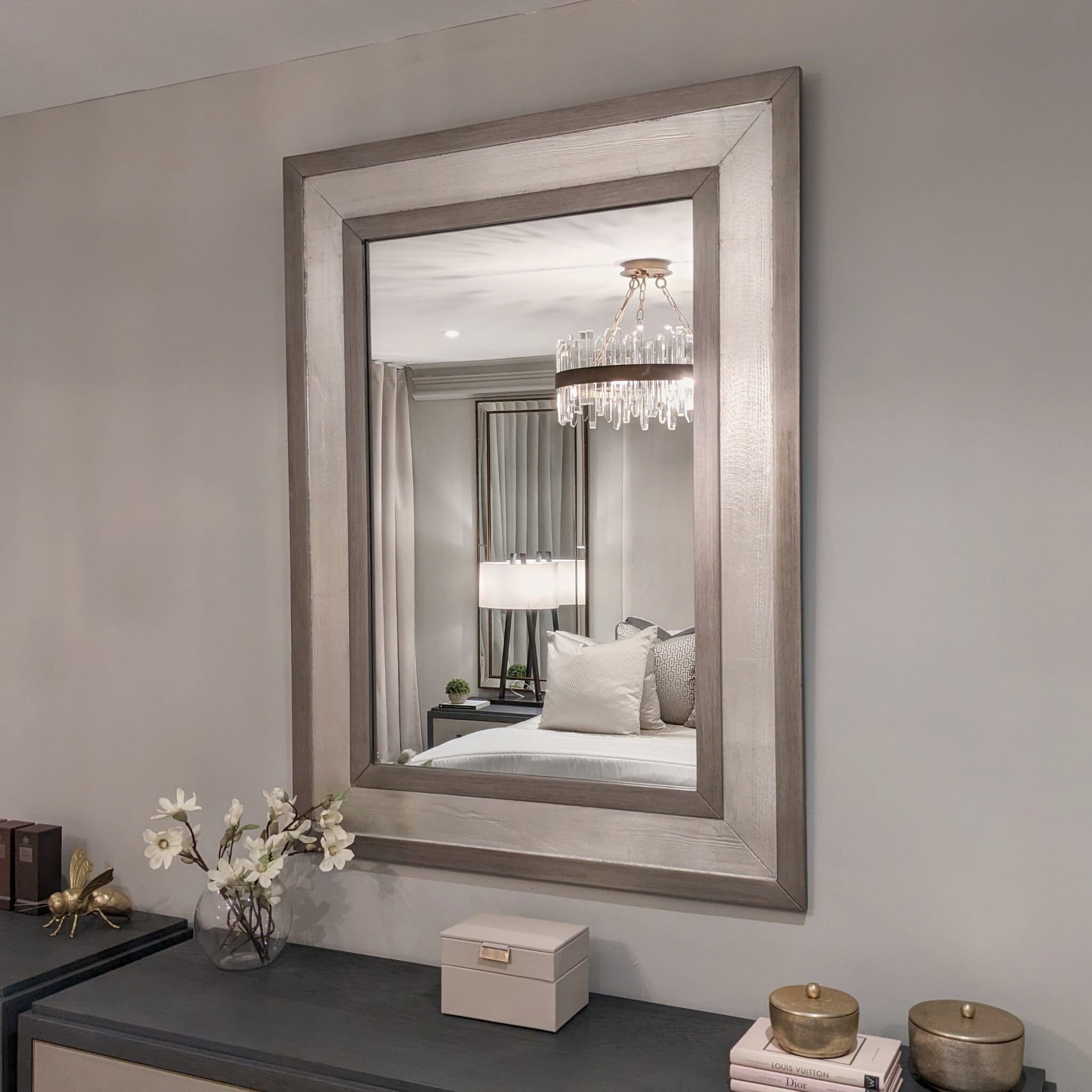 Lockett Luxury Silver & Bronze Rectangular Wall Mirror