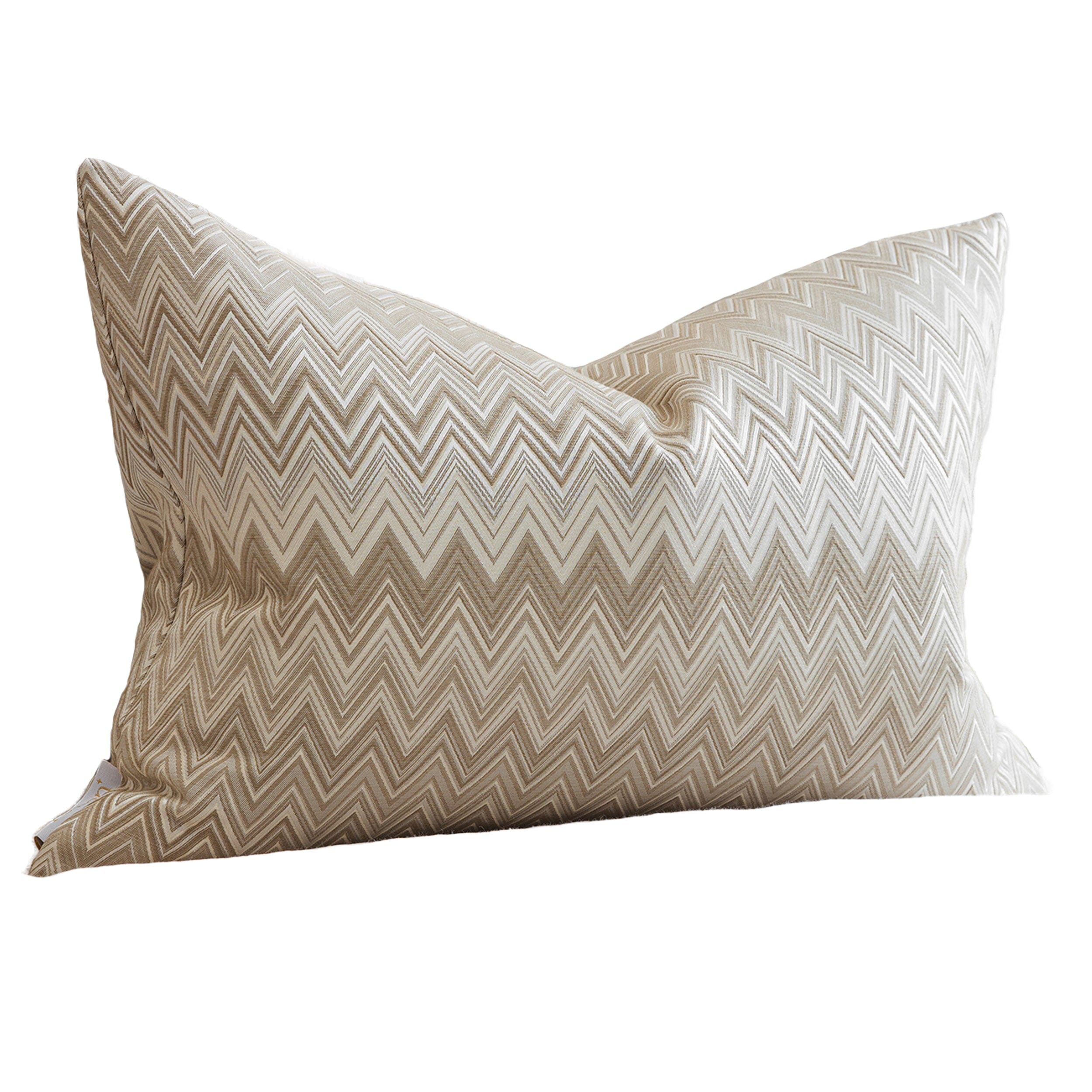 Luvinate Natural Zig Zag Print Bolster Cushion - 35 x 50cm