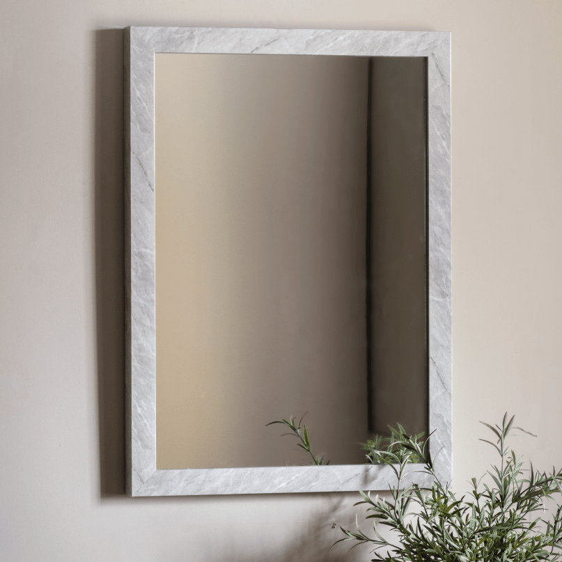 Marcie Medium White Marbled Wall Mirror