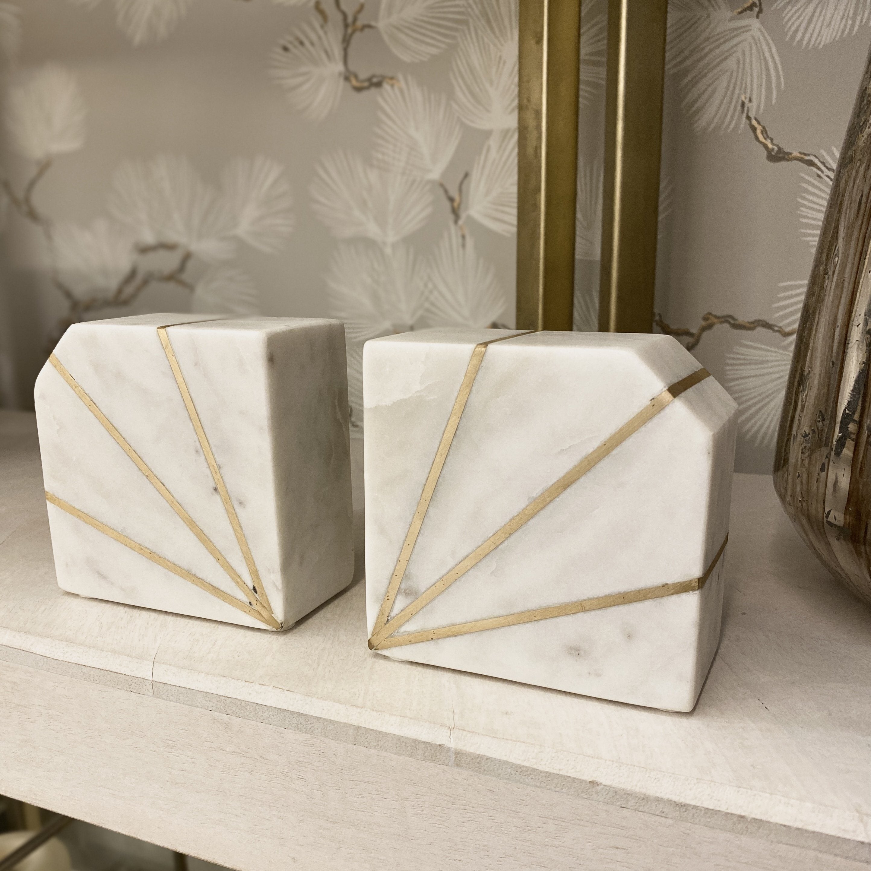 Milazzo Set of 2 Marble & Gold Bookends