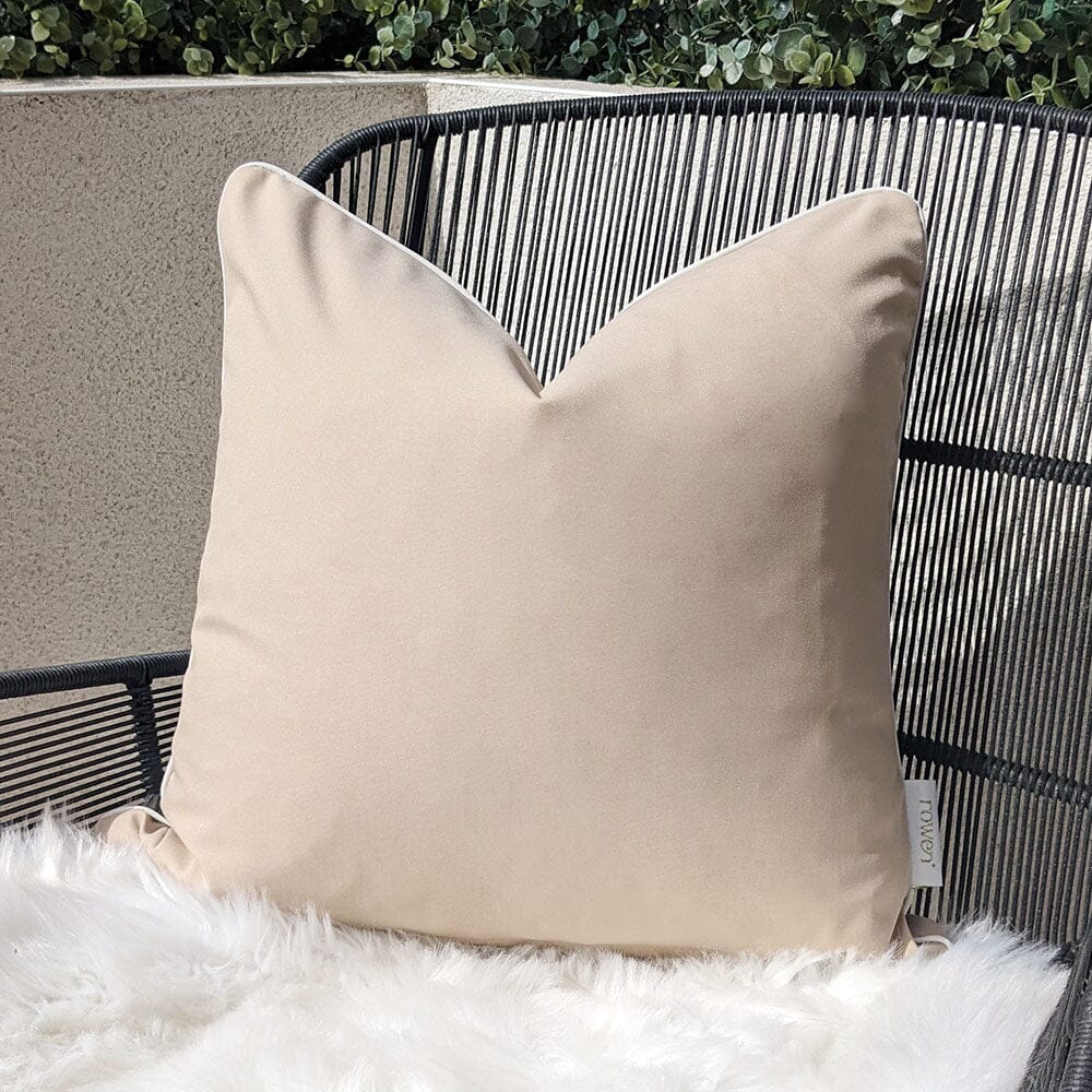 Mink Outdoor Cushion with Cream Piping - 43 x 43cm