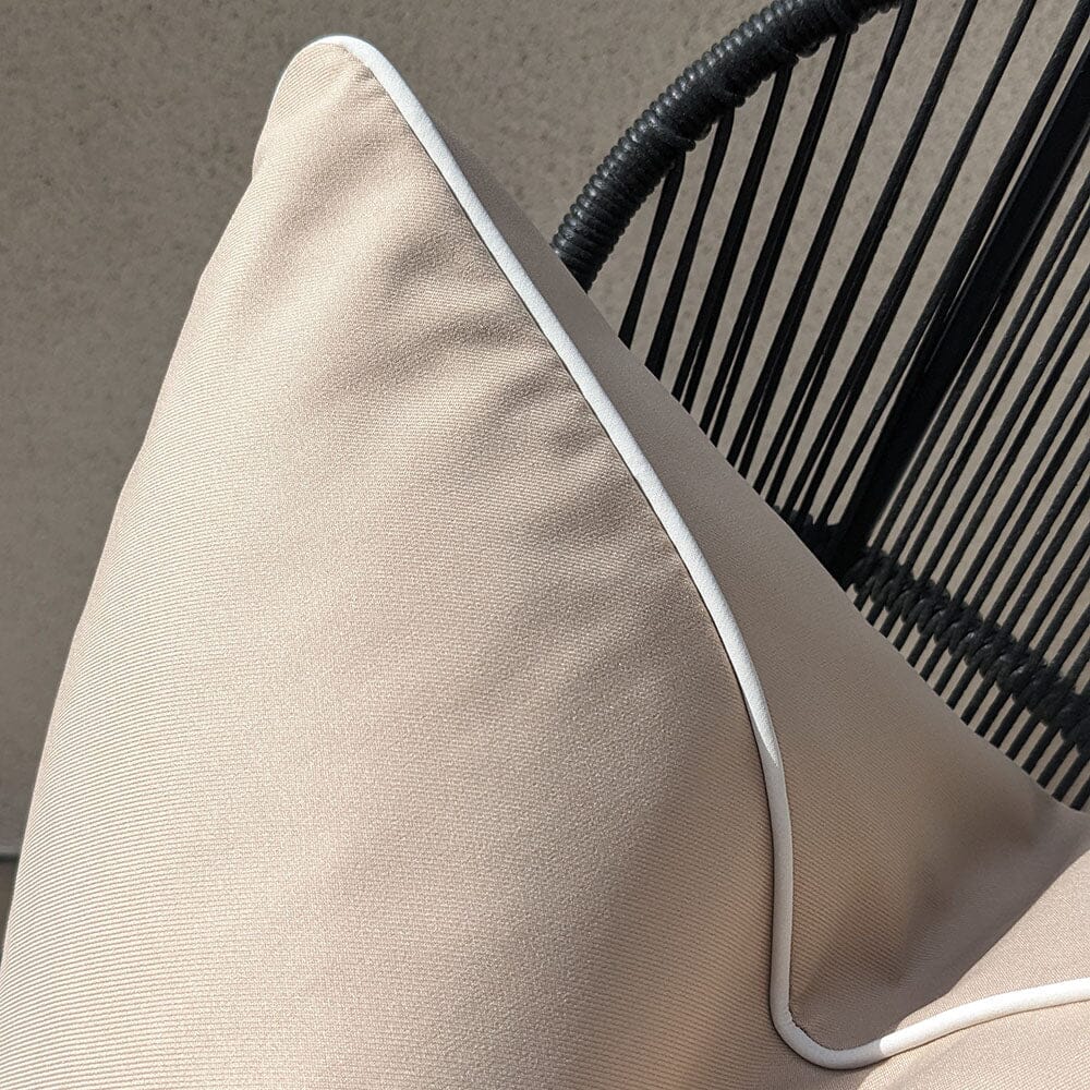 Mink Outdoor Cushion with Cream Piping - 43 x 43cm