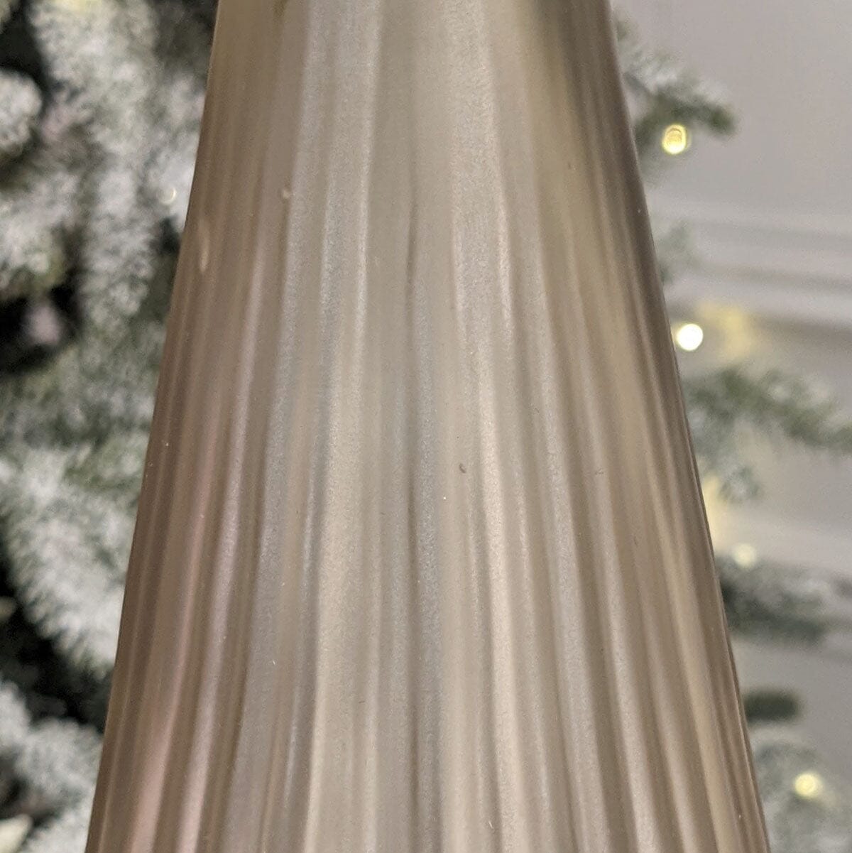 Murano Large Taupe Frosted Glass Ribbed Decorative Tree Ornament