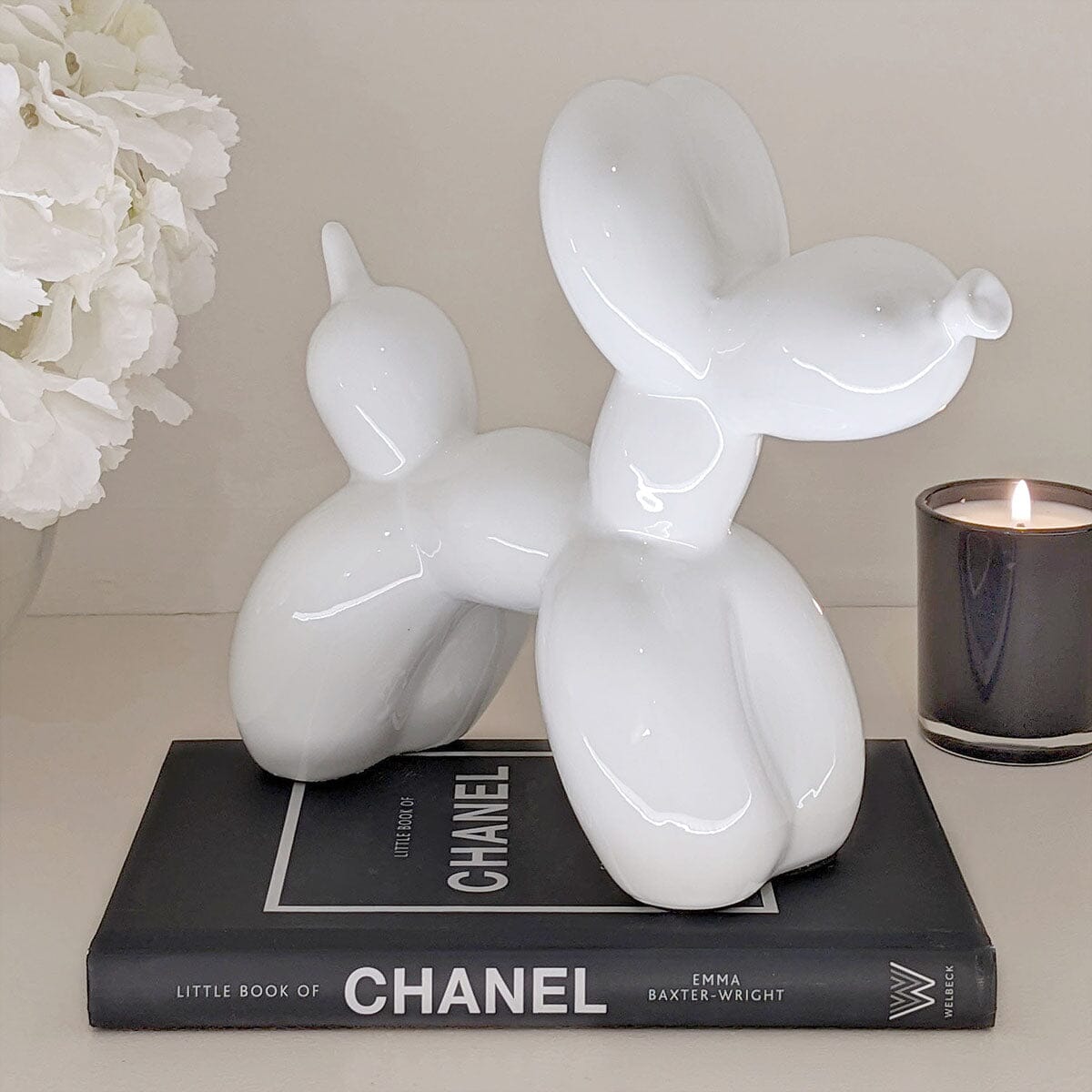 Patrice Cream Standing Balloon Dog Ornament