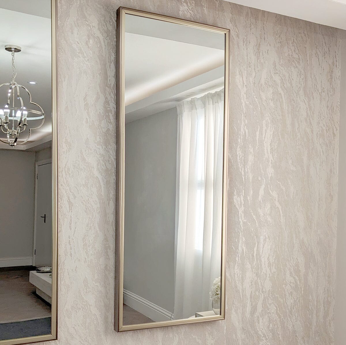 Pearl Silver & Champagne Rectangular Large Wall Mirror