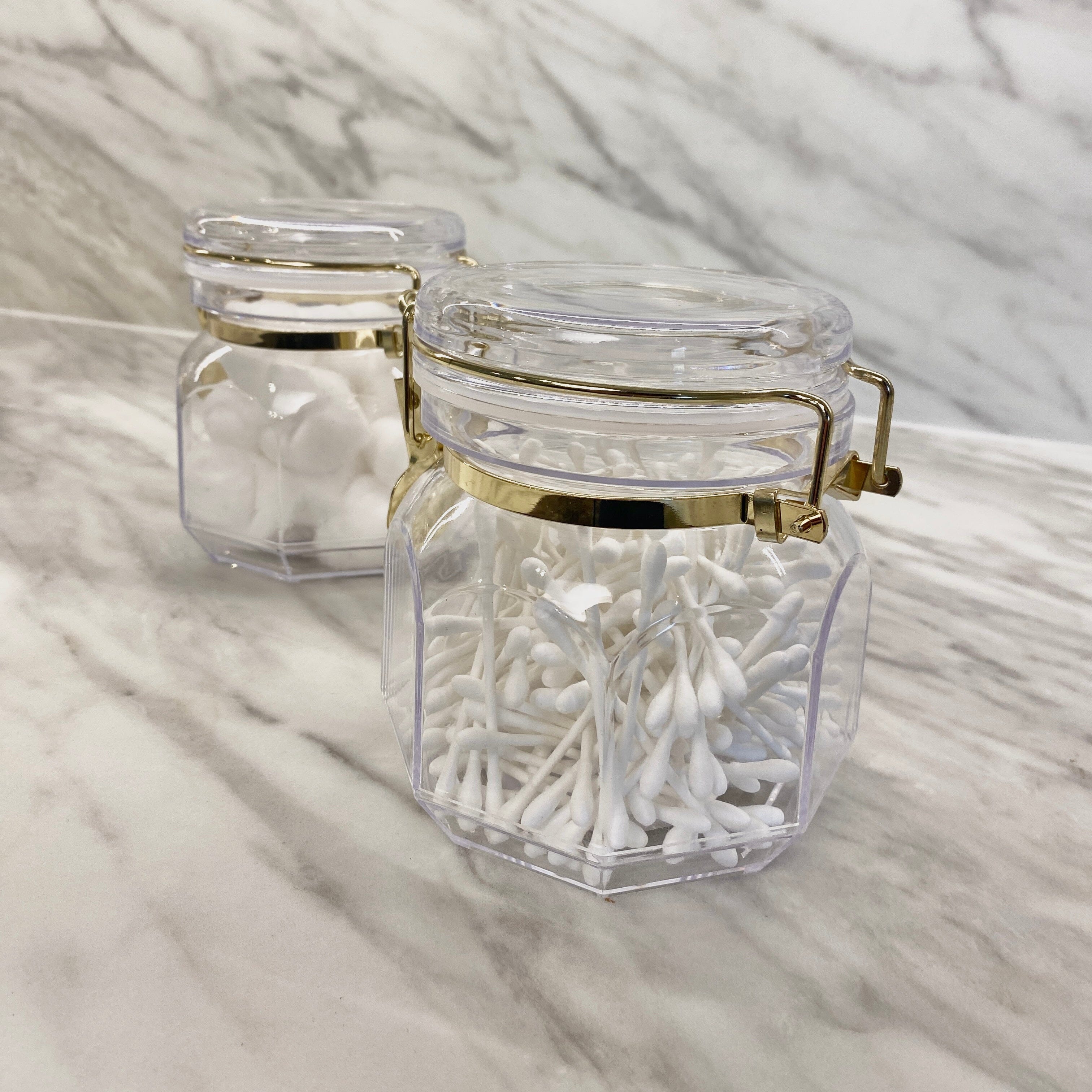 Pharaoh Gold Finish Small Octagonal Clear Acrylic Jar