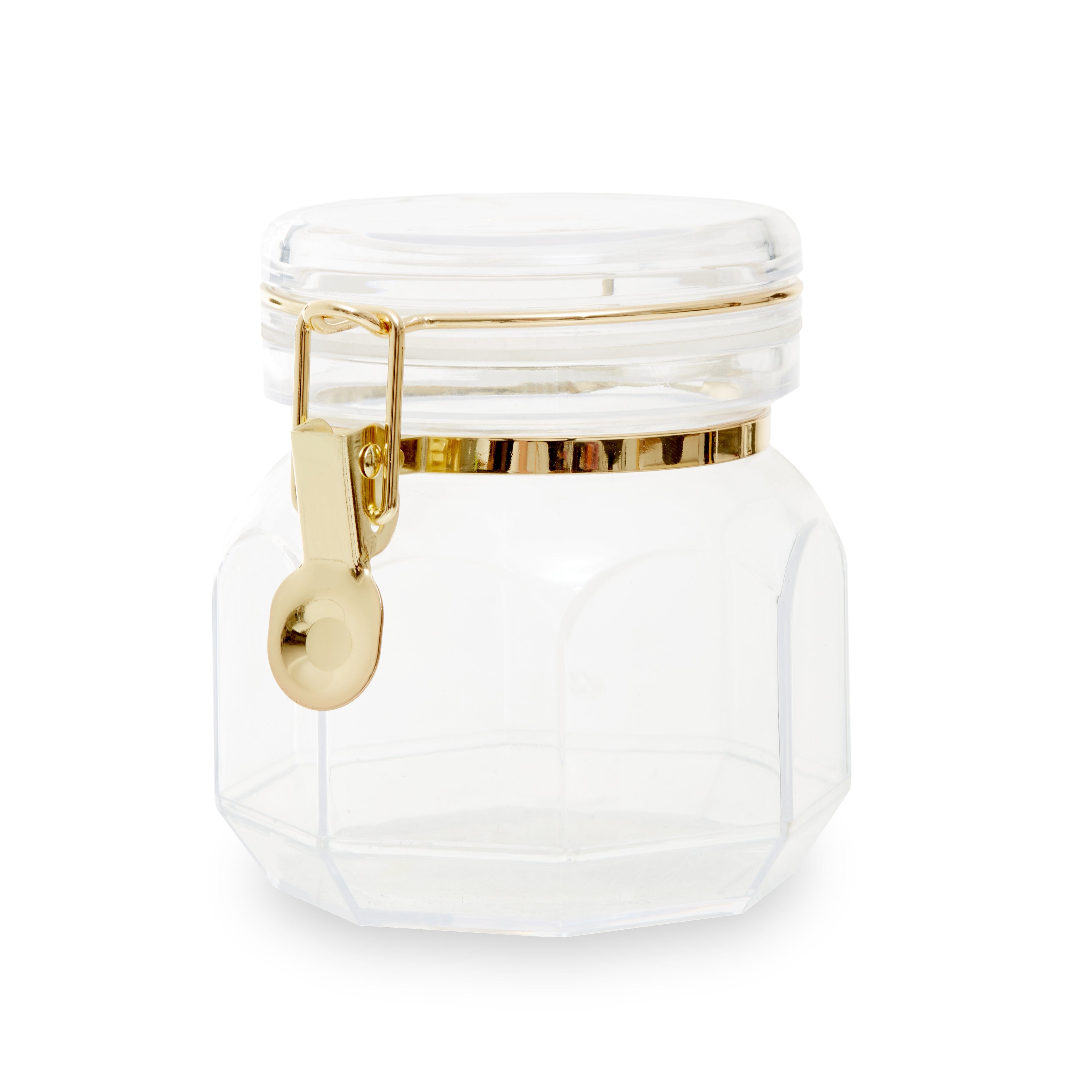 Pharaoh Gold Finish Small Octagonal Clear Acrylic Jar