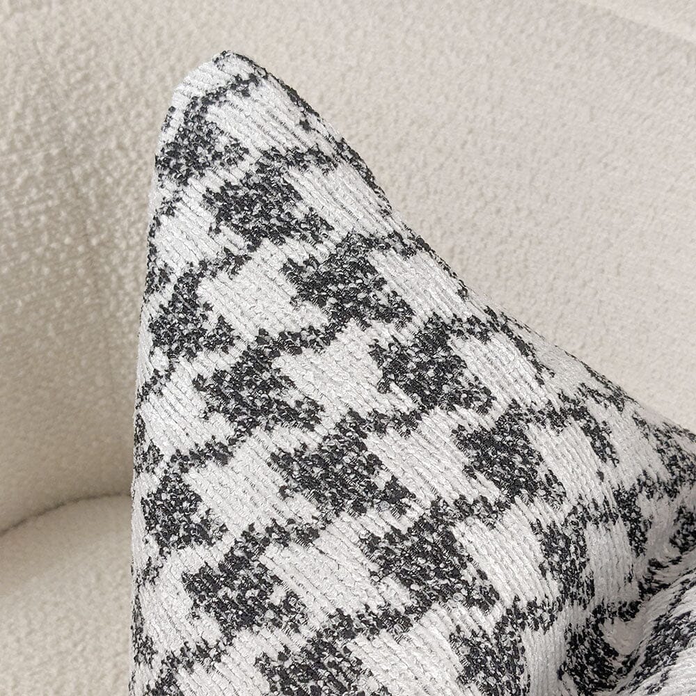 Phoebe Monochrome Houndstooth Patterned Cushion - 50x50cm